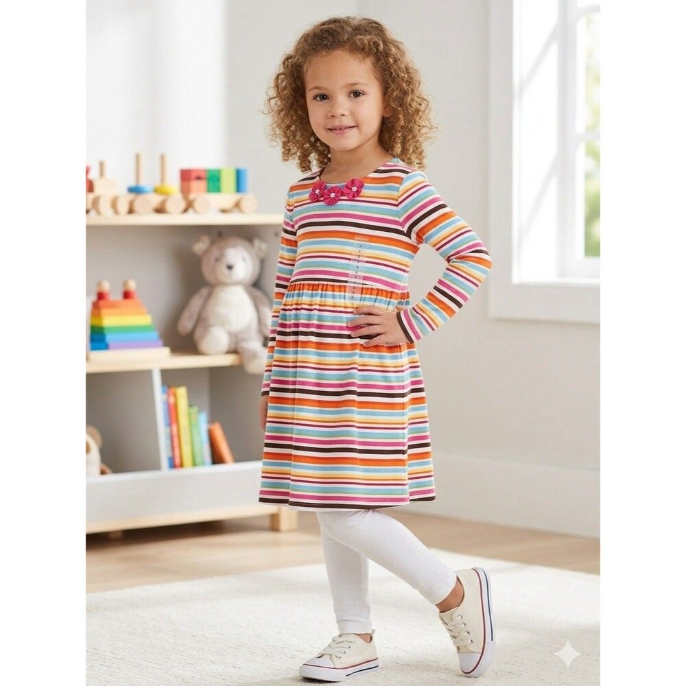 Gymboree Cupcake Cutie Red Pink Orange Stiped Knit Dress Girls Size 12 New